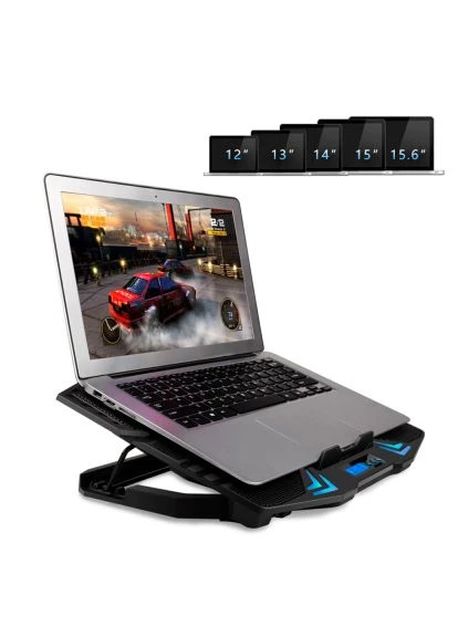 Підставка до ноутбука 10-15", 1*125mm 1400 RPM + 4*70mm 2500 RPM, 2*USB, 365x297x30mm, Blue (K5Bl) IceCoorel 10-15", 1*125mm 1400 RPM + 4*70mm 2500 RPM, 2*USB (391241118)