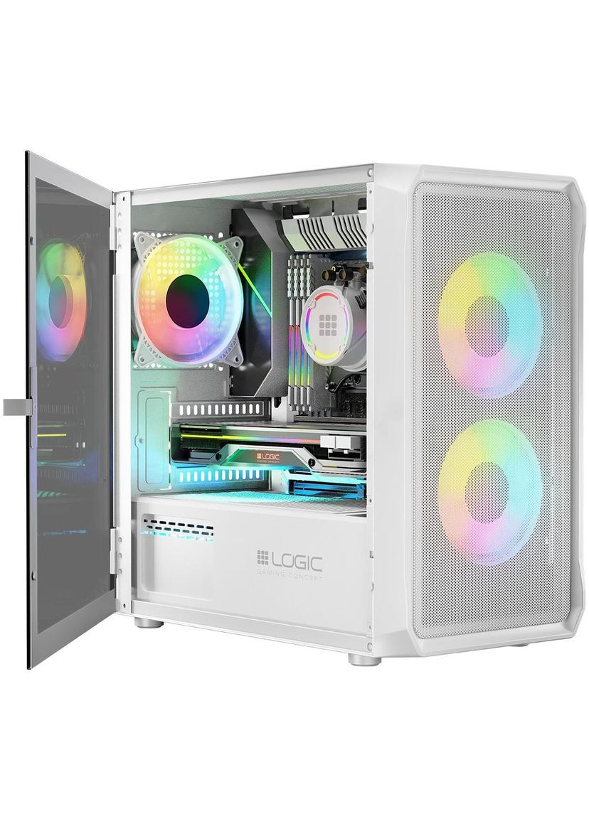 Корпус PORTOS MESH+GLASS ARGB fans 3x120mm WHITE без БП mATX Logic Concept (314833584)