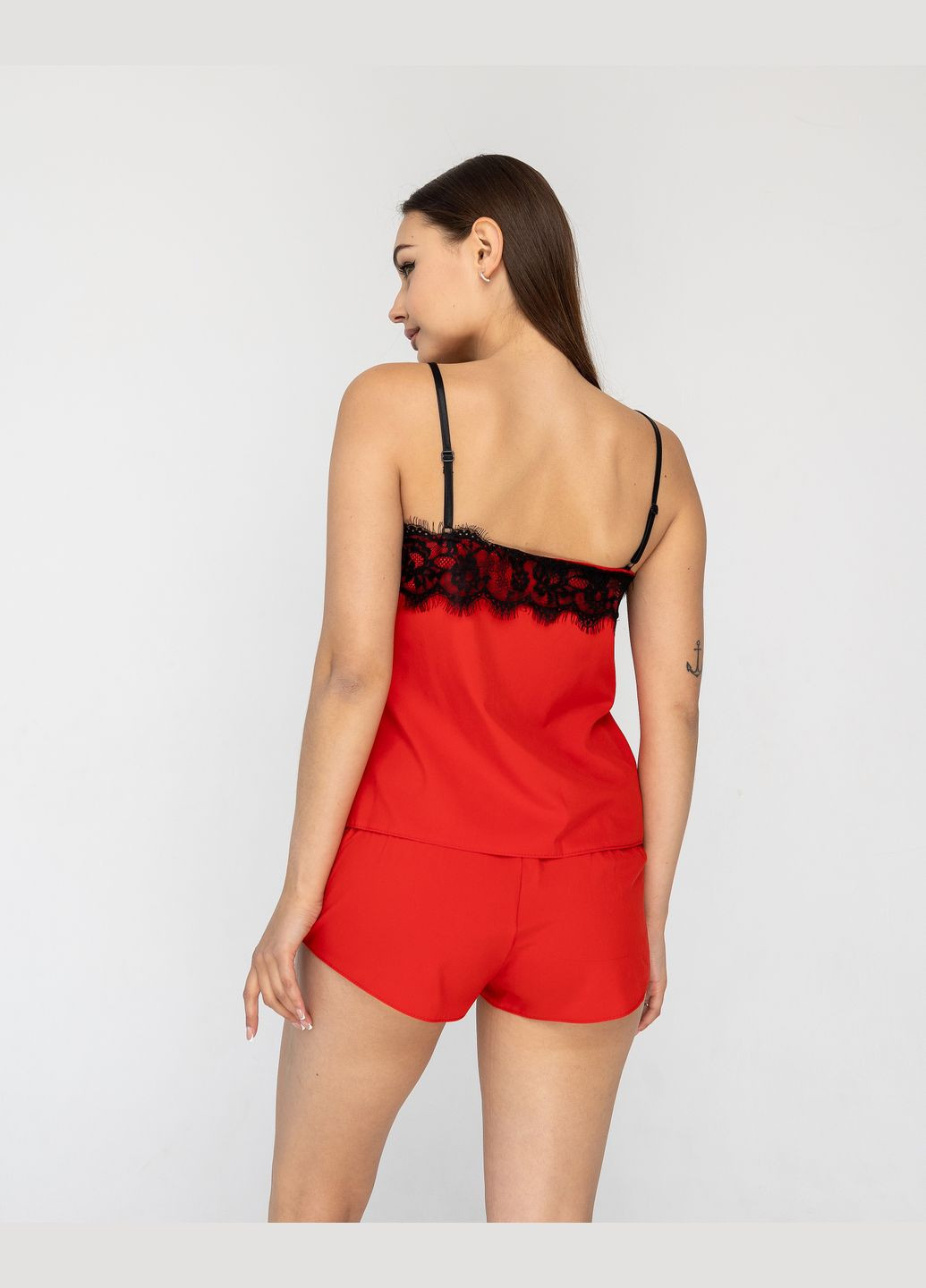 Червона всесезон червона піжама жіноча з мереживом Exclusive