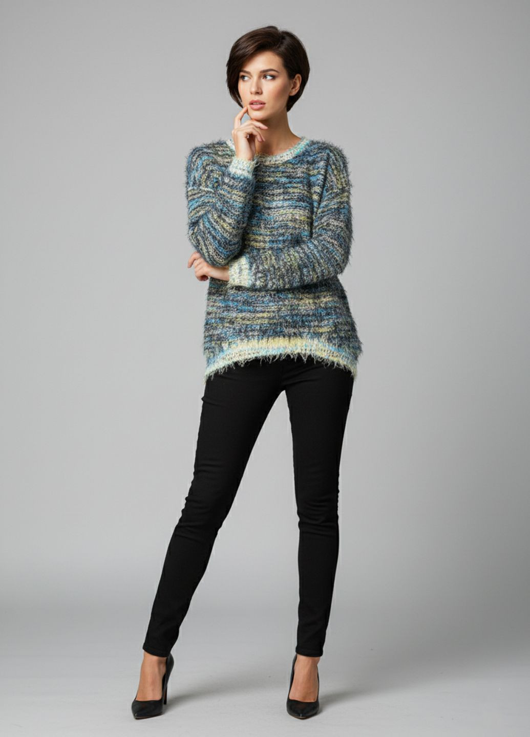 Голубой демисезонный женский демисезонный свитер травка fv-5540100 голубой Forza Viva