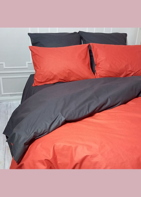 Постельное белье ДУЭТ Терракот/Антрацит Ранфорс Евро на резинке MERISET (278255349)
