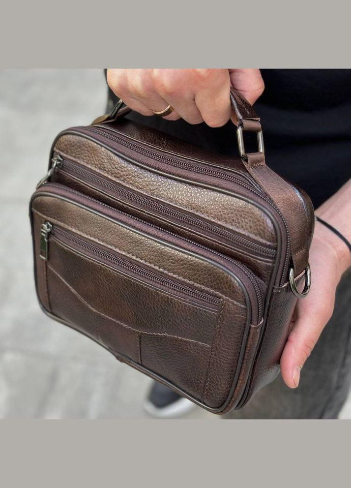 Топ! Чоловіча шкіряна сумка барсетка через плече з ручкою коричнева 61881B Bexhill (338373026)