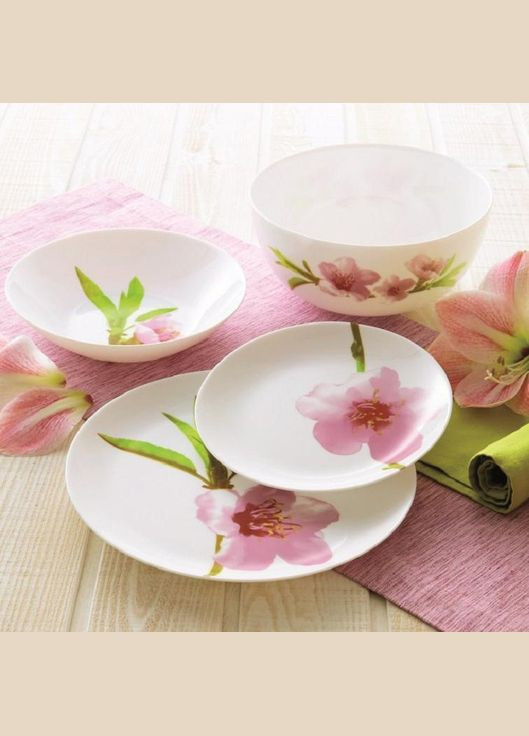 Столовый сервиз с розовой орхидеей с супником Water Color 19 предметов (E4905) Luminarc (303137979)