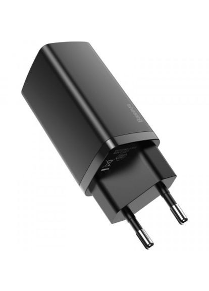 Зарядний пристрій 2xUSB 65W GaN (USBC+USB-A) black (CCGAN2L-B01) Baseus 2xusb 65w gan (usb-c+usb-a) black (268143129)