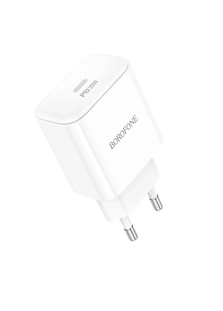 Мережевий зарядний пристрій single port PD20W charger(EU) White Borofone BA81A (368698007)