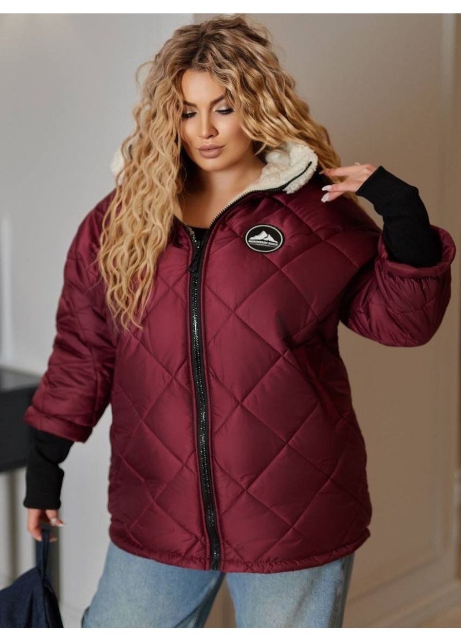 Бордова зимня куртка жіноча зимова з капюшоном No Brand