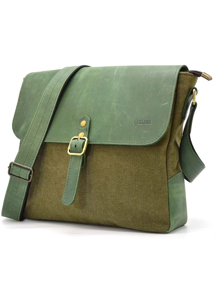 Сумка через плечо хаки парусина и кожа крейзи хорс REH-6600-4lx TARWA (350610688)