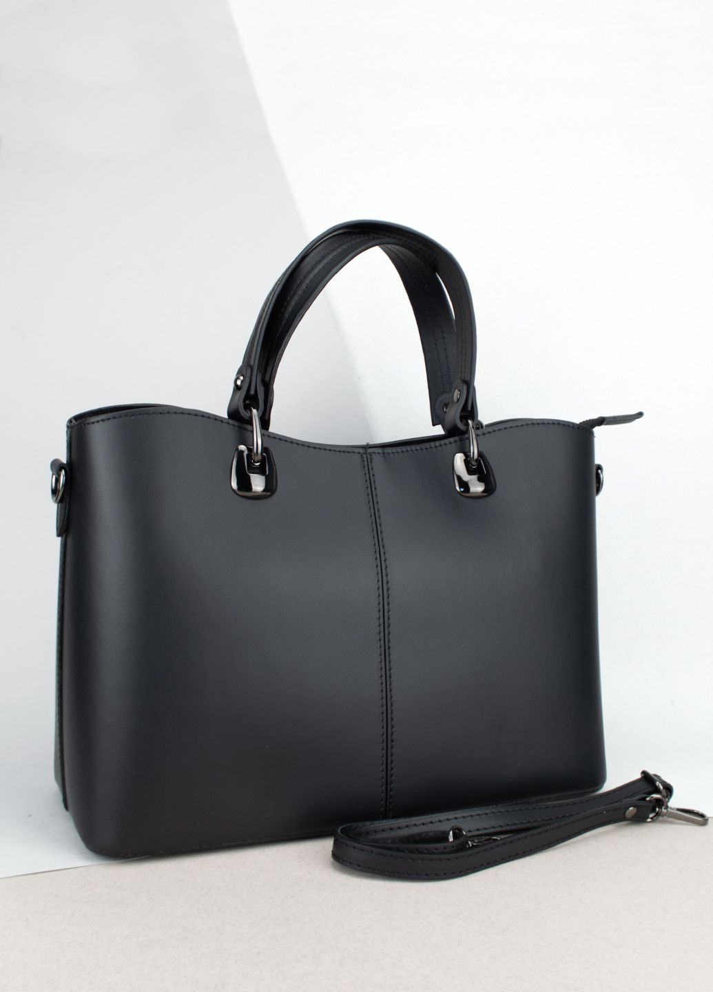 Сумка жіноча шкіряна з 2 ручками 01651 офісна чорна Virginia Conti (301765841)