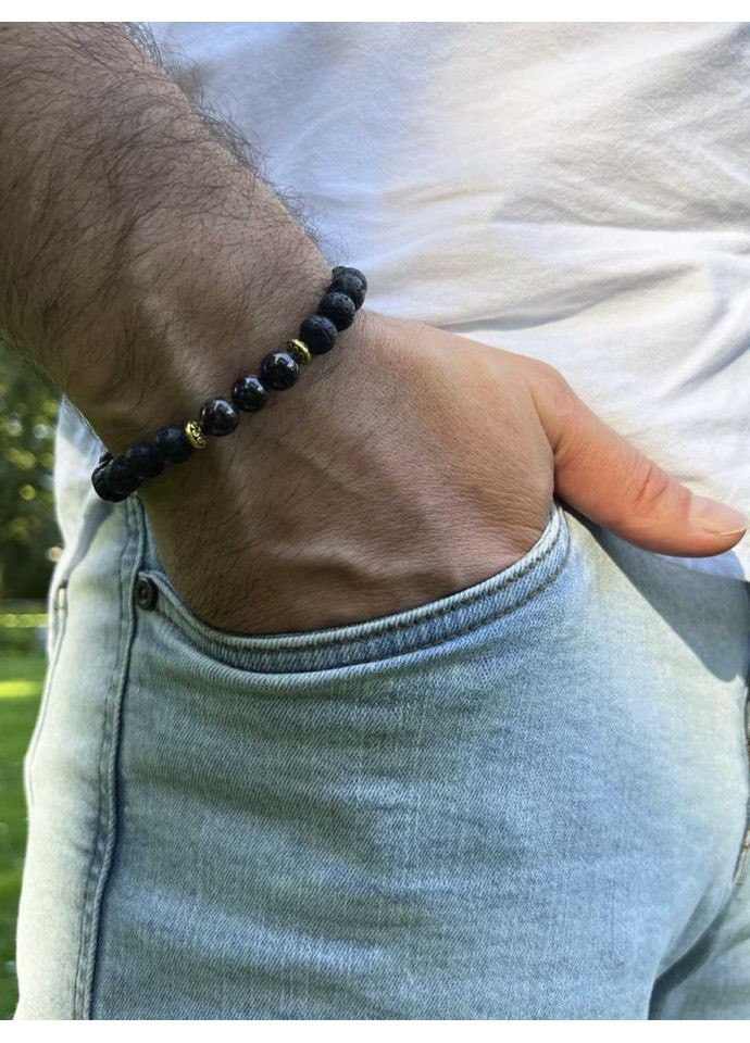 Браслет для чоловіків лава та гранат 4684 LeBijou (367580631)