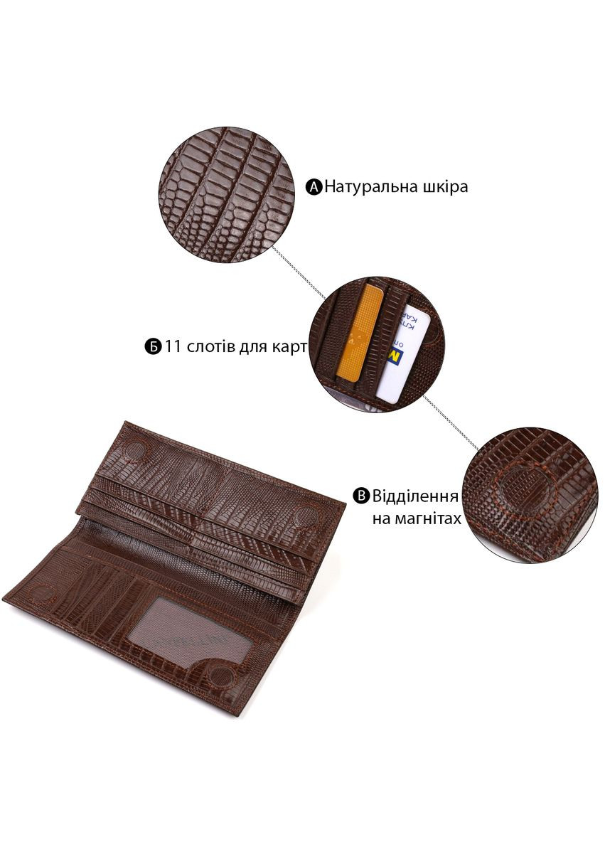 Вертикальный мужской кошелек с тиснением и монетницей из кожи коричневый (sku_21899) No Brand (327820110)