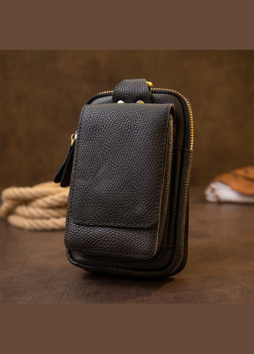 Сумка унисекс на пояс на одно отделение 20418 Черная Vintage (298570323)