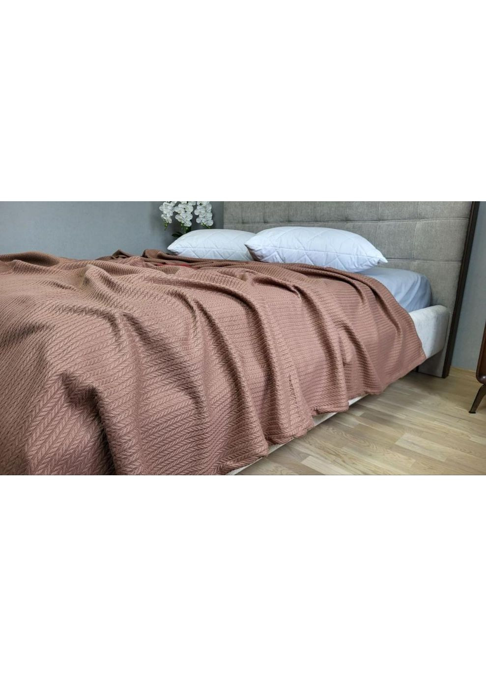 Покривало Молочний шоколад, Піке Косичка 220*260 No Brand (364217078)