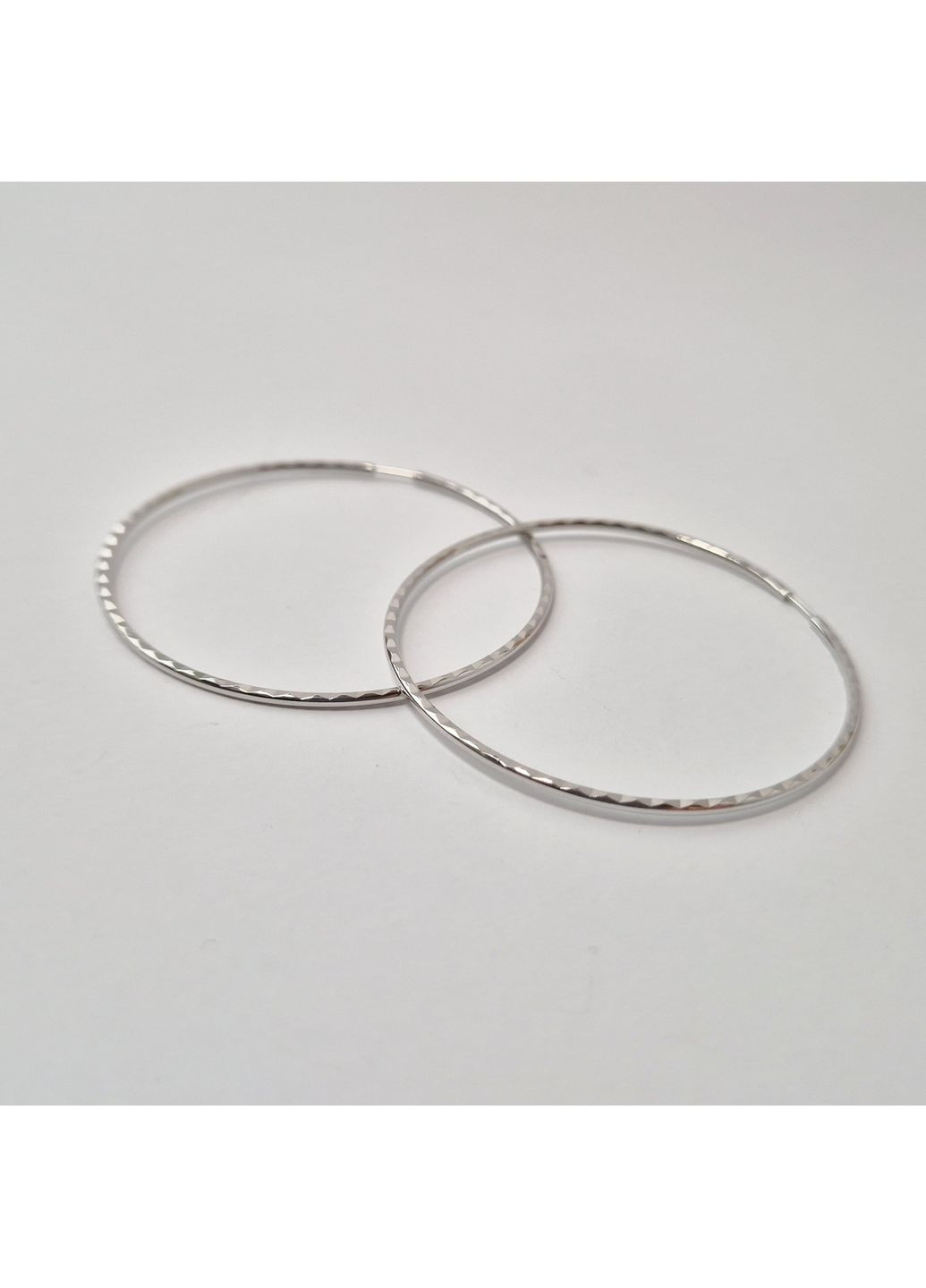 Срібні сережки кільця Конго з насічками 55 мм срібло 925 проби Родоване 003/5.5 3.50г Nobrand (366339873)