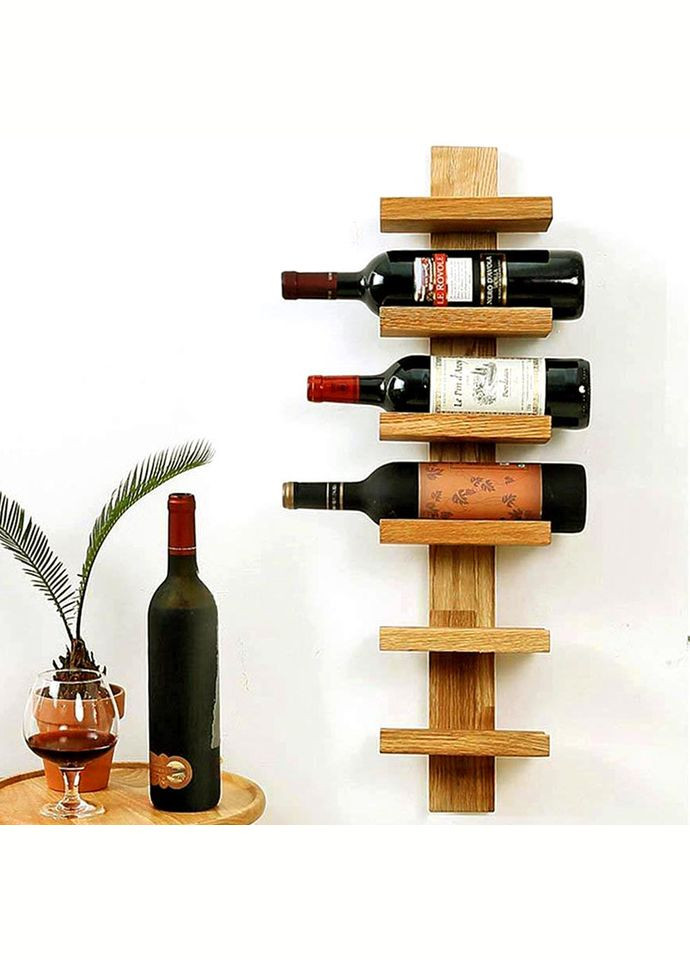 Настінна винна полиця з дерева Мотомія сієна (ПНК-007405) No Brand (327423679)