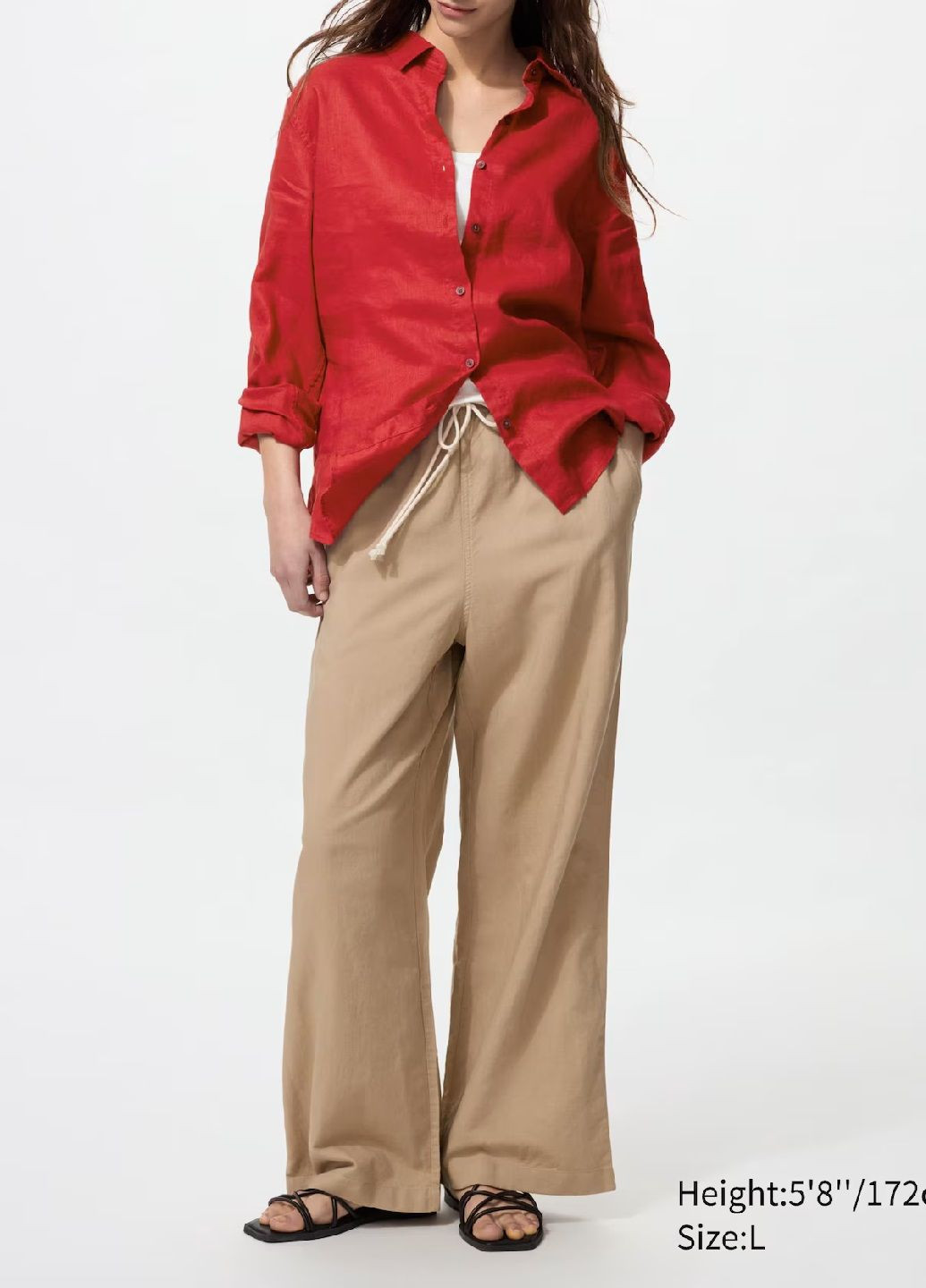 Красная рубашка однотонная Uniqlo