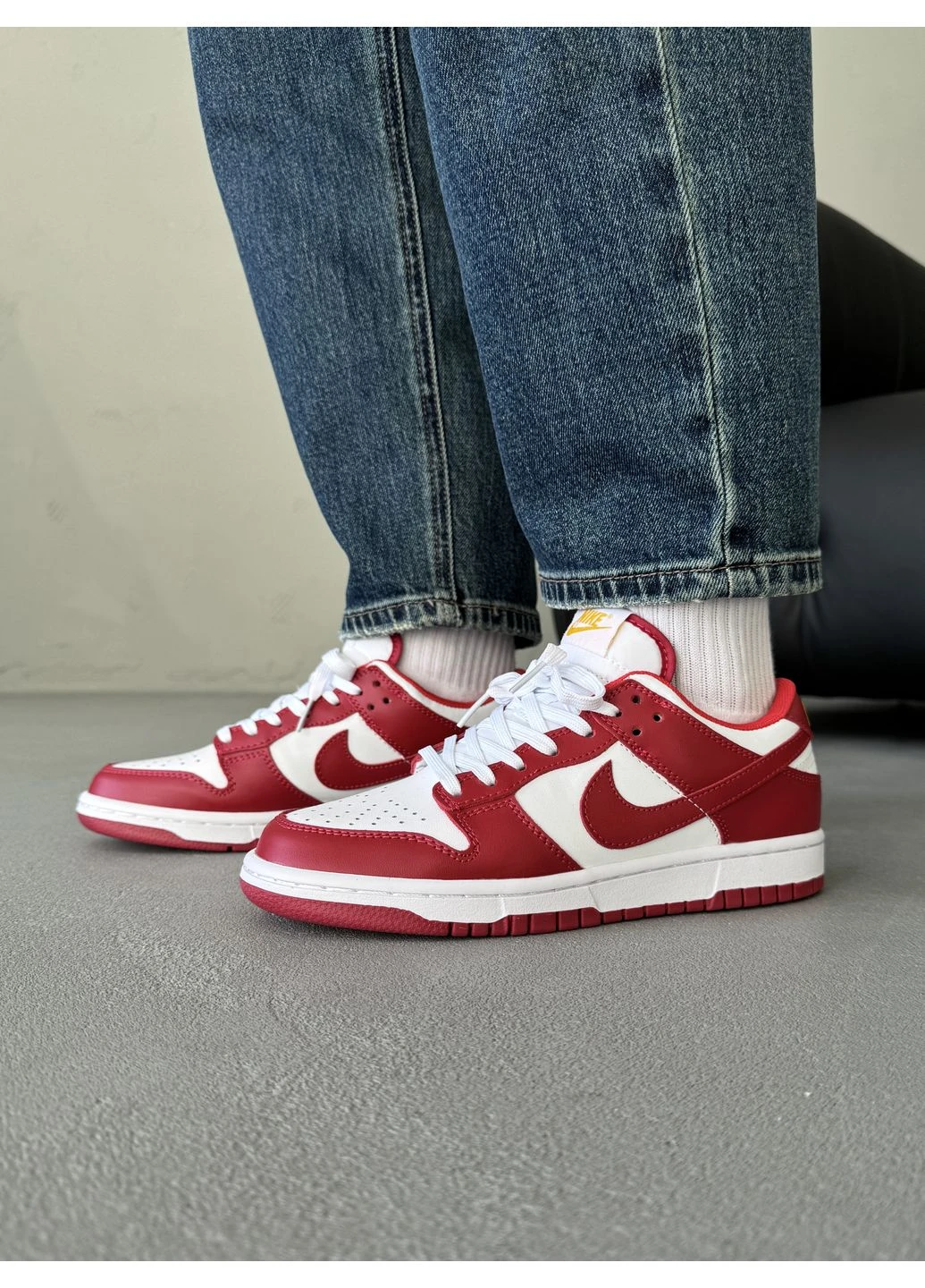 Білі кросівки чоловічі nike dunk red/white найк данк білі демісезон No Brand