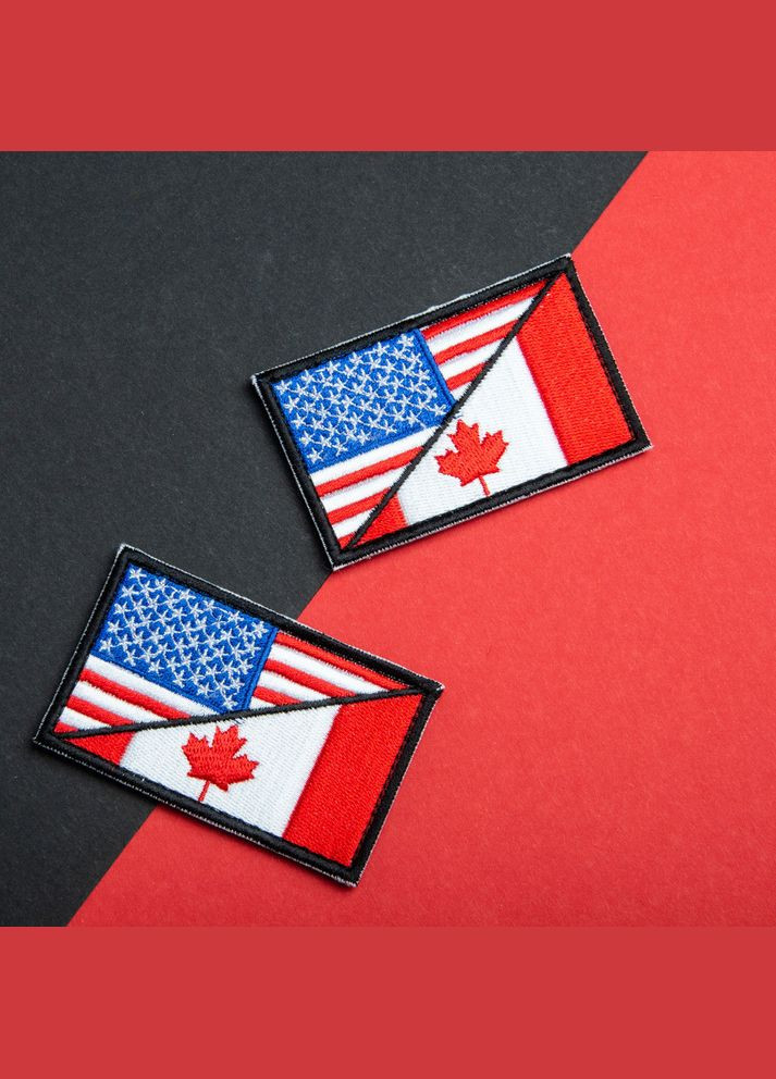 Набір шевронів 2 шт. з липучкою Прапор США і Канади 5х8 см, вишитий патч нашивка IDEIA (276384900)