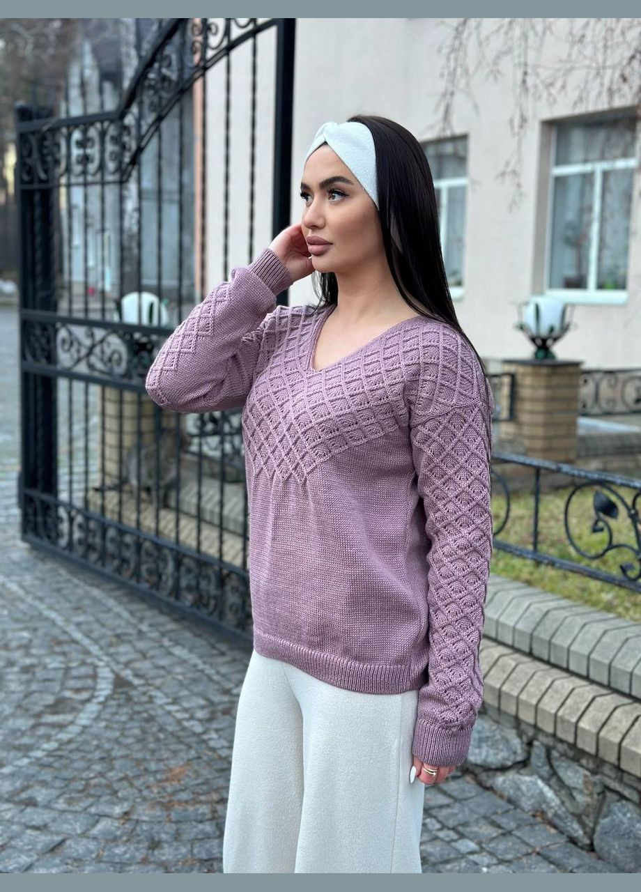 Пудровый демисезонный базовый женский свитер Fashion