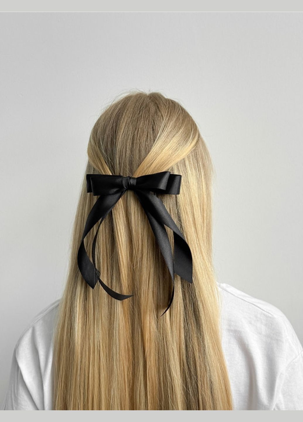 Бант жіночий для волосся атласний на автоматі Прикраса для волосся жіноча 1 шт (бант-зажим, чорний бант, модний бант) Miso (292632002)