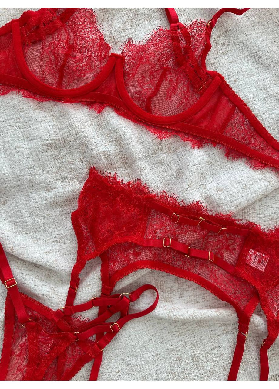 Червоний балконет комплект жіночої білизни | ніжний мереживний, червоне спокушання Vital-Textile з кісточками поліестер, еластан