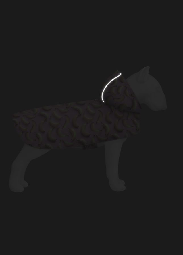 Дождевик-накидка с капюшоном для собак Clothes, рисунок "Бананы на розовом",, А 48-52 см, B 60-70 см, С 42-52 см. WAUDOG (322002444)