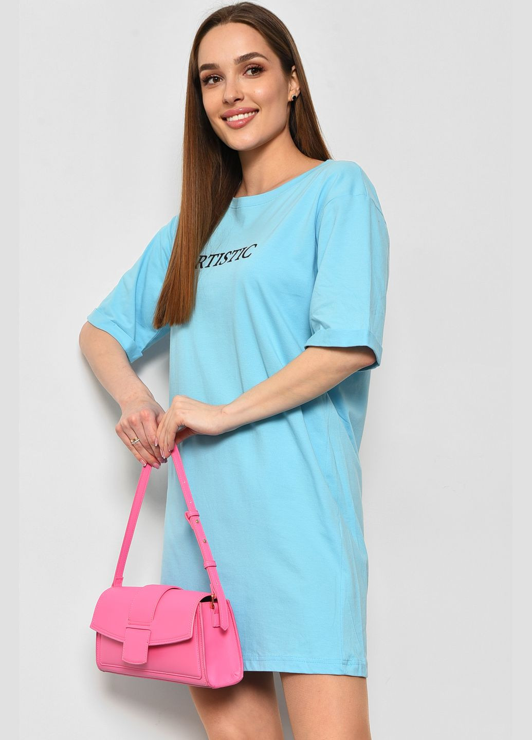 Жіноча туніка з тканини лакоста блакитного кольору. Let's Shop (290981385)