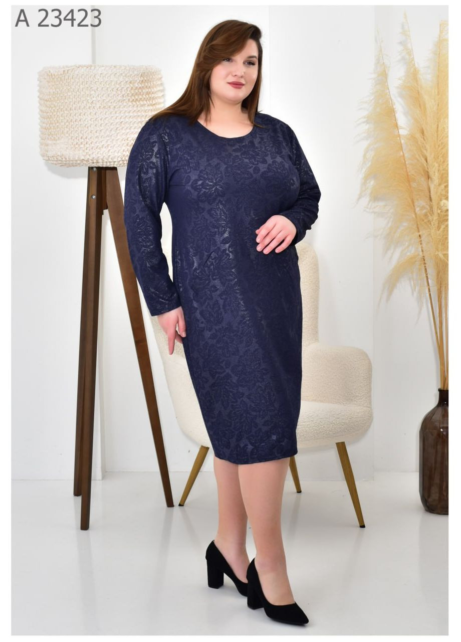 Синее повседневный платье женское большого размера SK
