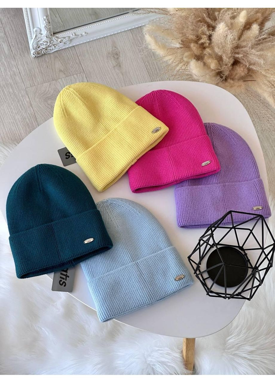 Шапка зимняя женская, шапка теплая, на зиму, вязаная, Шапка Вискоза. Шапка колпак невысокая No Brand (362917493)