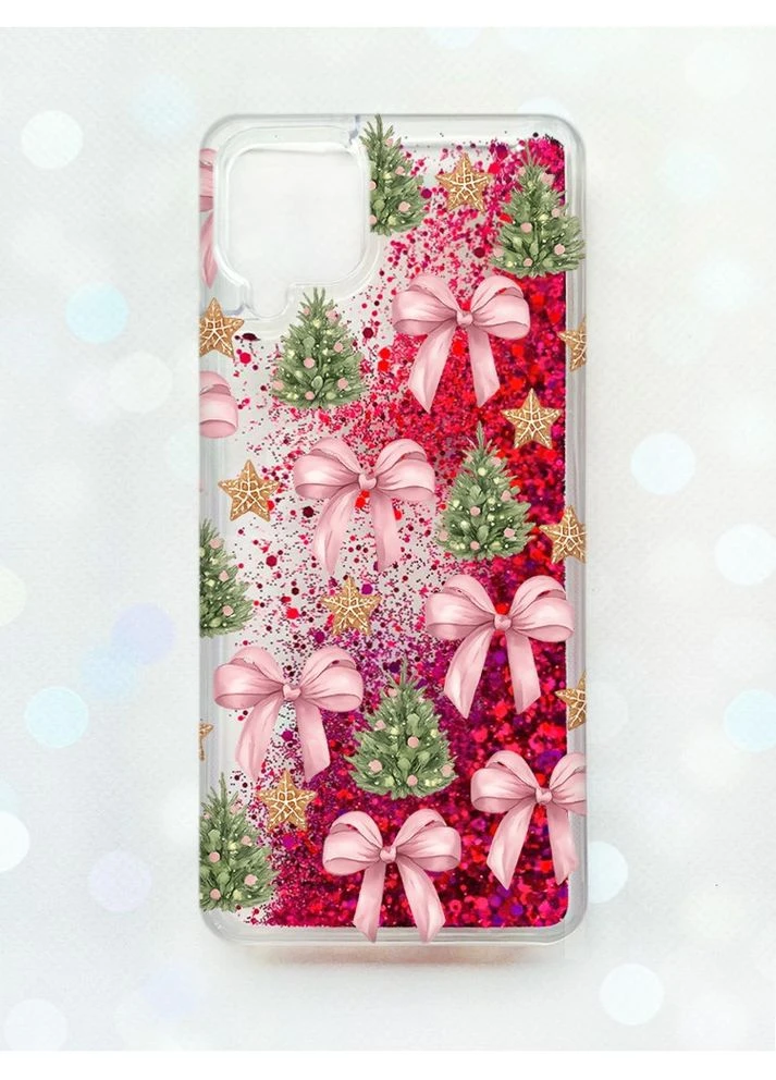 Чехол с плавающими розовыми блестками Samsung Galaxy A12 Рождественский фон (принт 427) Creative (400775789)