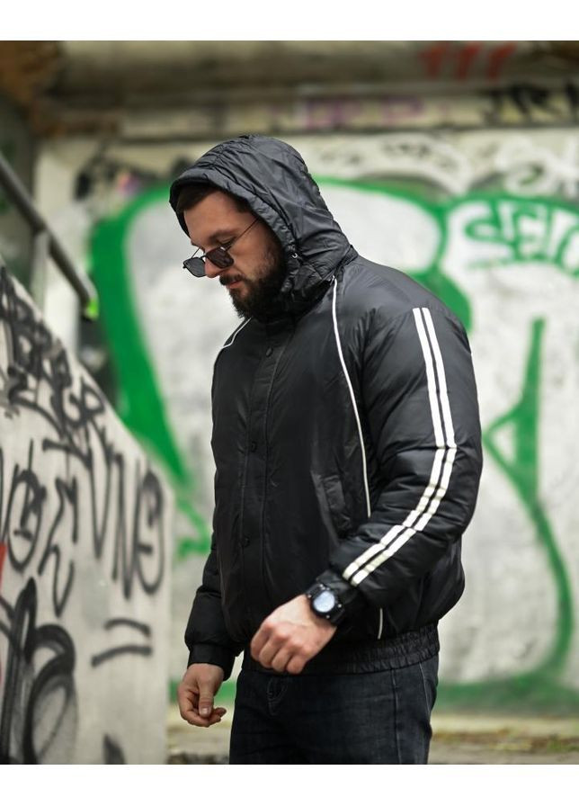 Черная зимняя мужская зимняя куртка line black No Brand