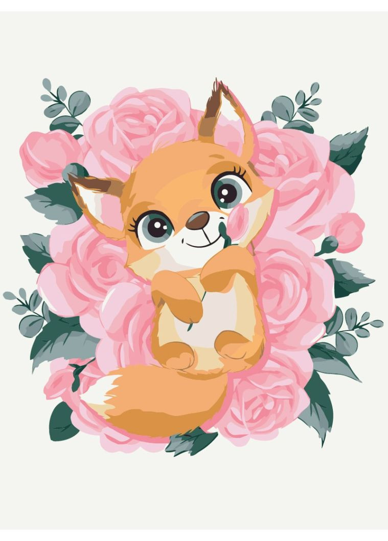 Картина по номерам Лисичка в цветах Картины в цифрах для детей Набор для росписи Животные 30х40 KBS0001 Brushme (371159934)