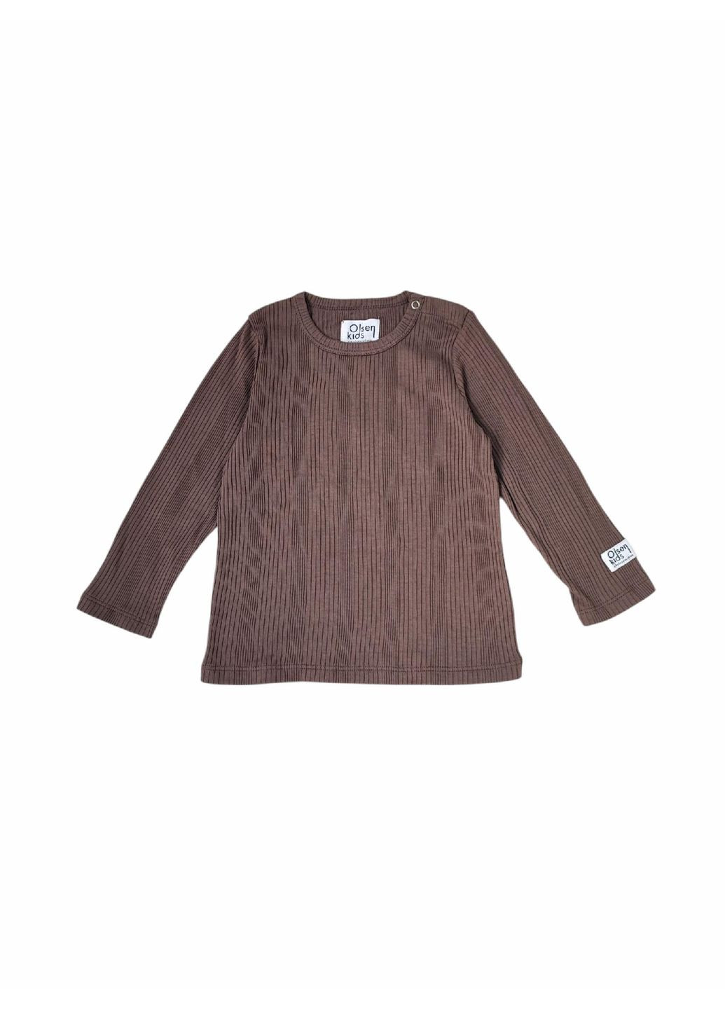 Коричневый демисезонный повседневный лонгслив Green Cotton однотонный