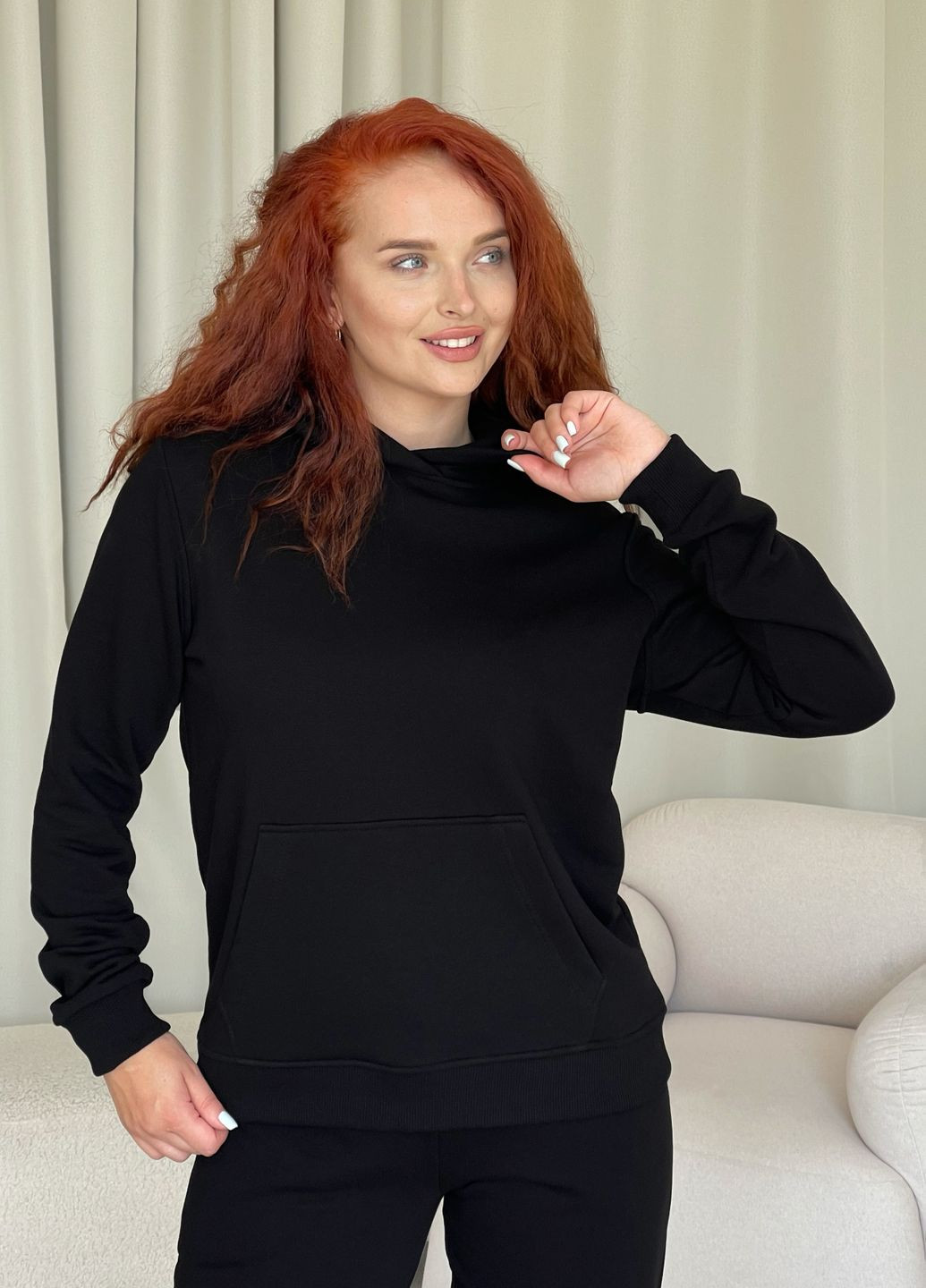 Оверсайз жіноче осіннє худі з турецької троьхнитки-діагоналі Merlini Карло (303988911)