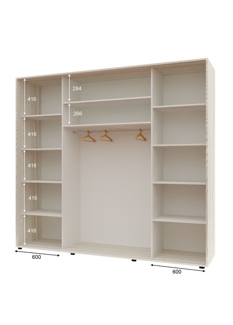 Шафа-купе тридверна 250*60*220 см Дуб Білений 3 двері Дзеркало Максі Комфорт Меблі (360472485)