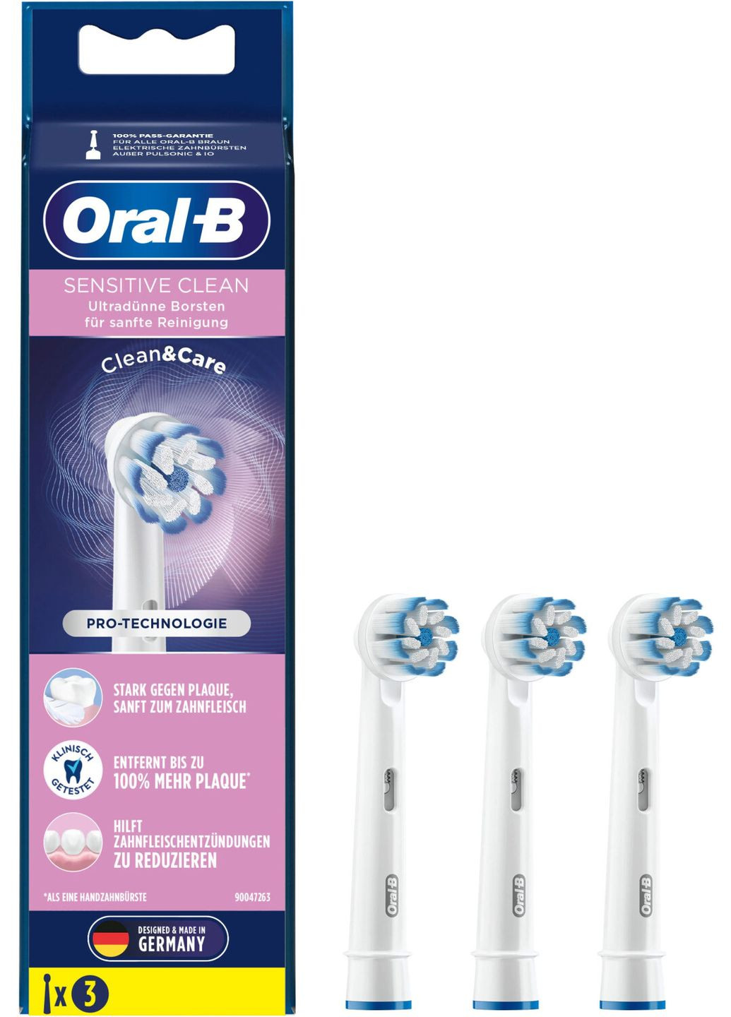 Насадки для електричних зубних щіток OralB Sensitive Clean & Care 3 шт Oral-B (280265727)