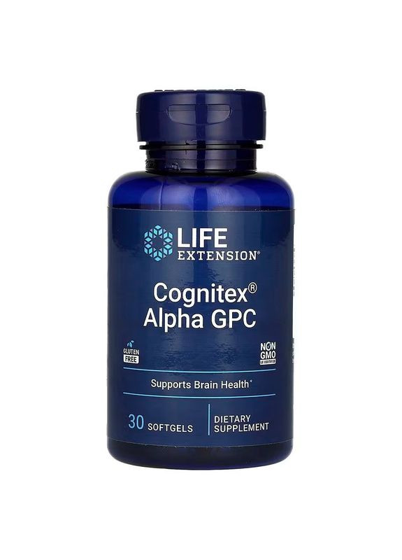 Поліпшення роботи мозку, Cognitex Alpha GPC,, 30 гелевих капсул Life Extension (362370564)