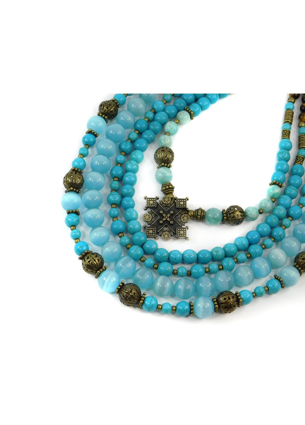 Ожерелье "Альмира" Амазонит, Бирюза, Тигровый глаз, Кошачий глаз Fursa fashion (322313791)