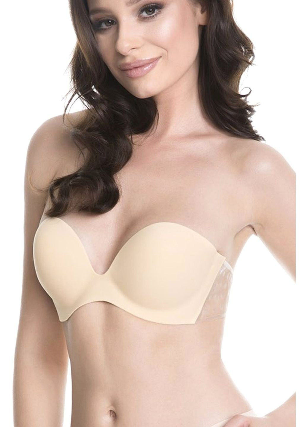 Светло-бежевый бюстгальтер-невидимка на силиконе wings! bra Julimex полиамид, эластан