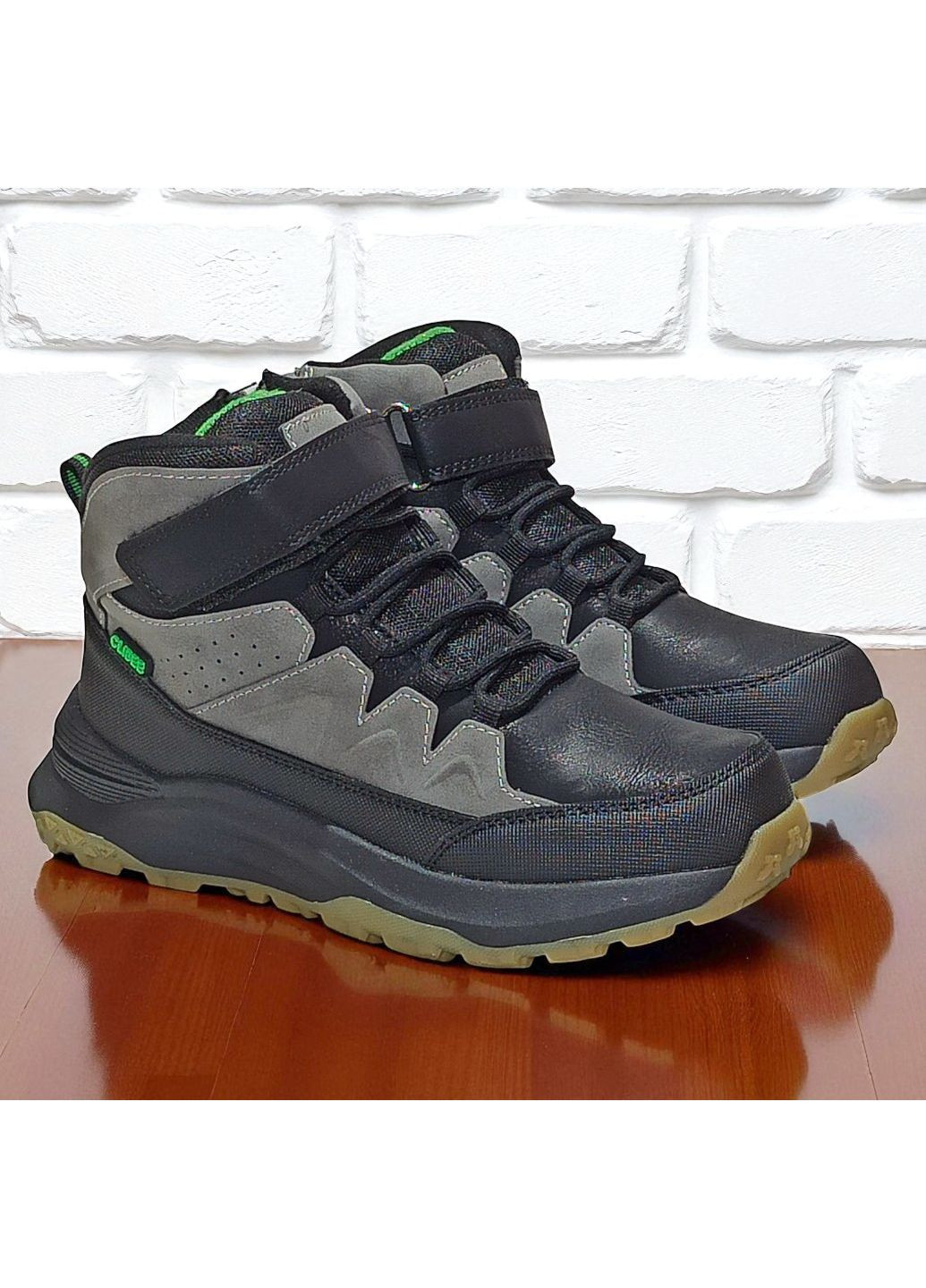 Утеплені демісезоні підліткові черевики хайтопи на липучці для хлопчика підлітка на флісі Клібі Clibee (362200604)