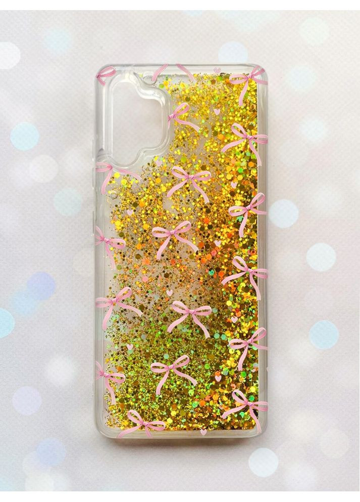 Чохол з плаваючими золотими блискітками Samsung Galaxy A32 Бантики (принт 404) Creative (355405089)