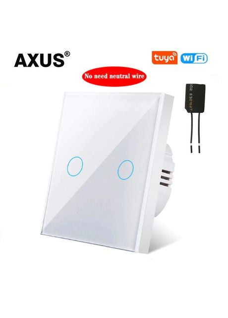Сенсорний WI-Fi smart вимикач з підсвіткою Білий, подвійний AXUS (300577488)