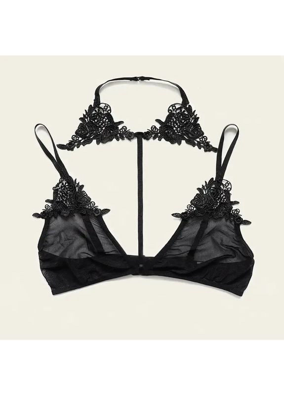 Черный демисезонный черный кружевной комплект нижнего белья для секса с чокером. черное женское нижнее белье с лифчиком, трусиками и чокером China