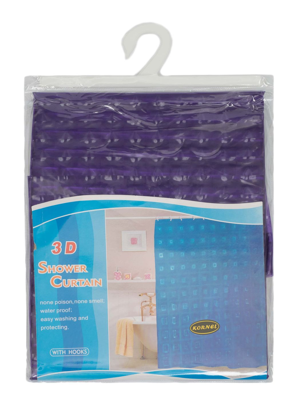 Шторка 3D для ванной комнаты 180х180 см Фиолетовый Kornel (287335585)