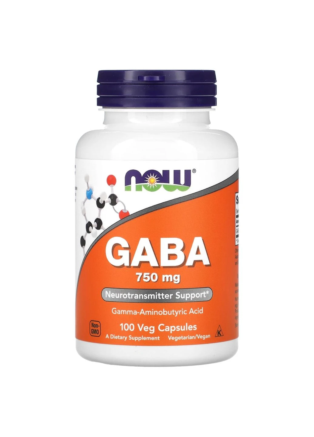 Гамма-аміномасляна кислота, GABA,, 750 мг, 100 капсул Now Foods (394189223)