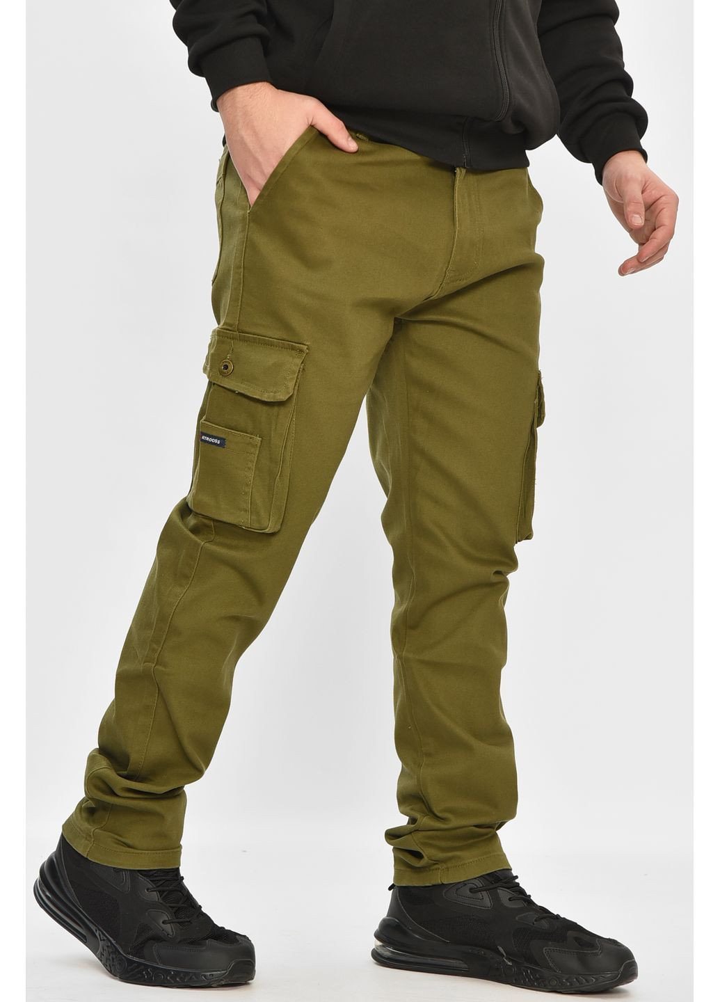 Джинси чоловічі однотонні кольору хаки Let's Shop (369445344)