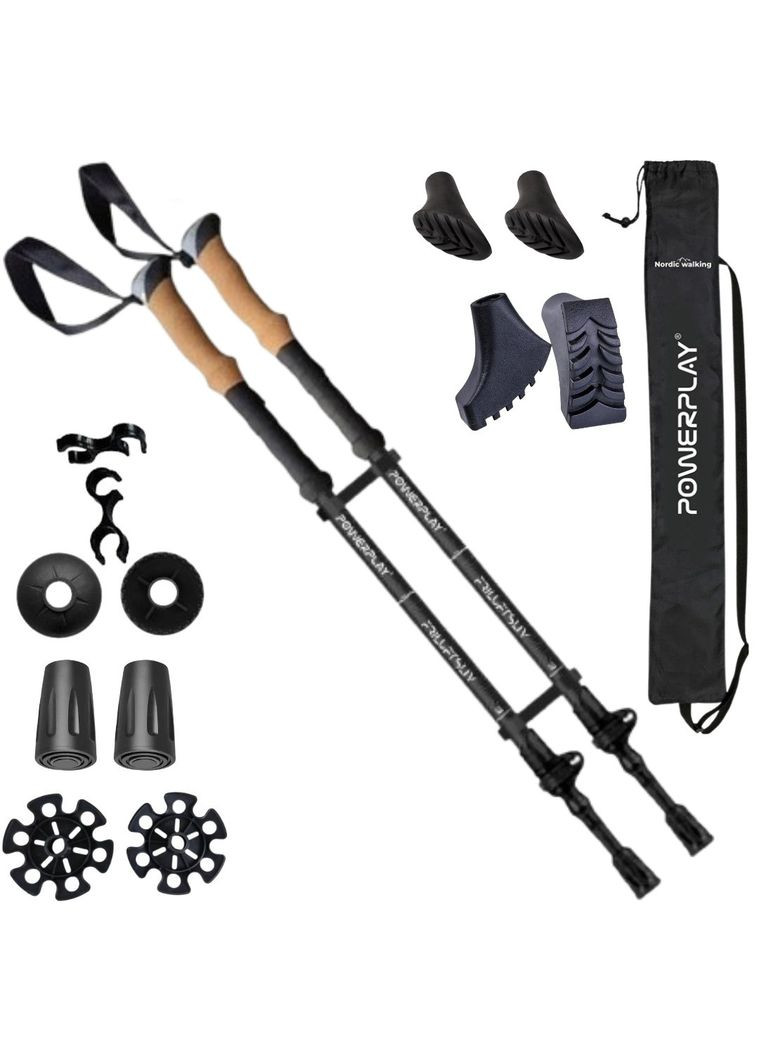 Трекинговые палки 9110 Friluftsliv Black/White 80-135 см (пара) + 2-я пара сапог + чехол PowerPlay (320676475)