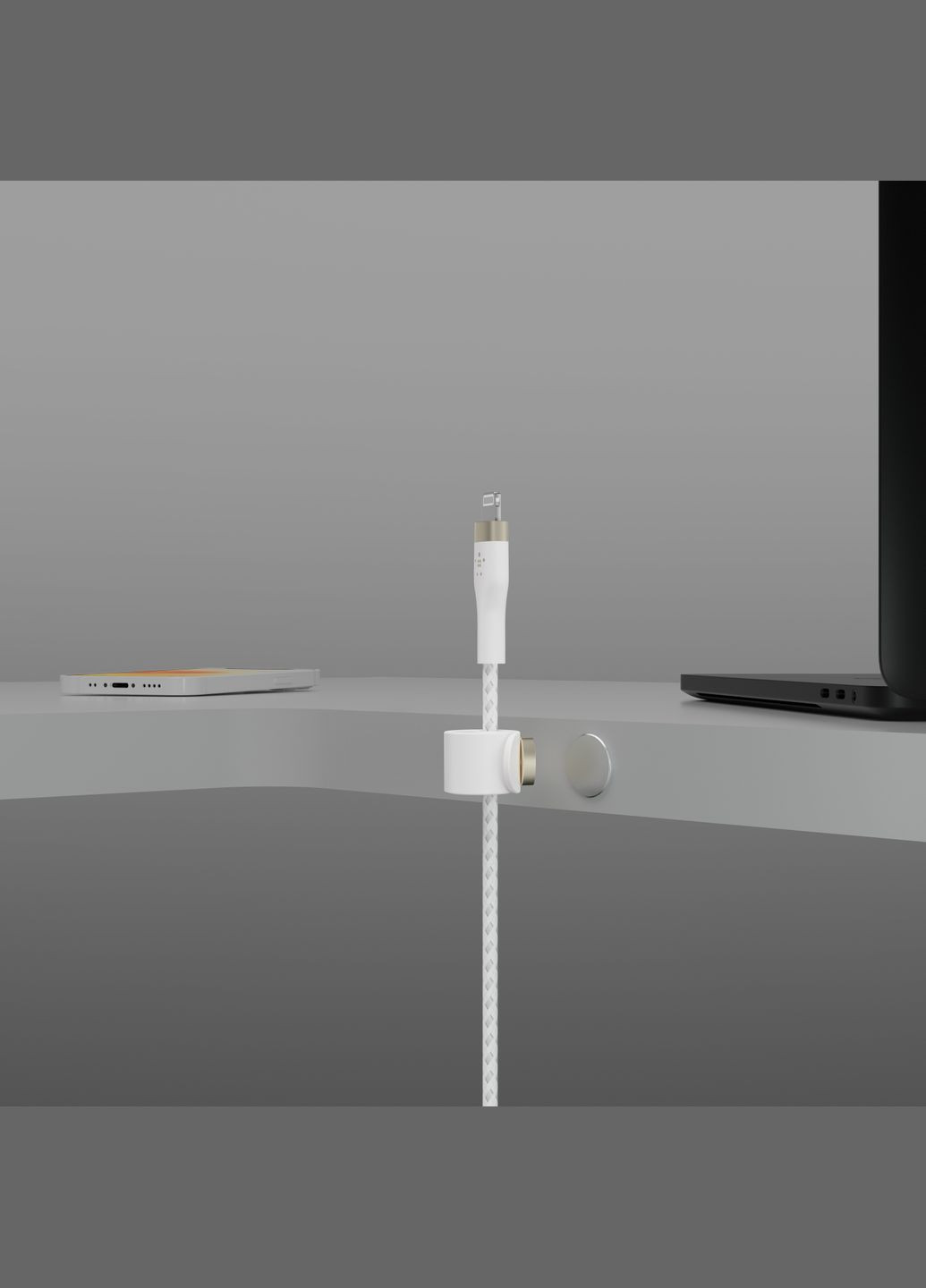 Кабель USB-A - Lightning плетений, силіконовий, з ремінцем на магніті, 1м, Belkin (316391051)