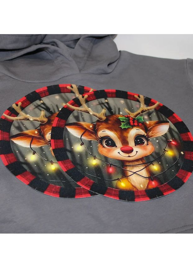 Нашивка тканева "Олень новорічний" (8491) No Brand (366738459)