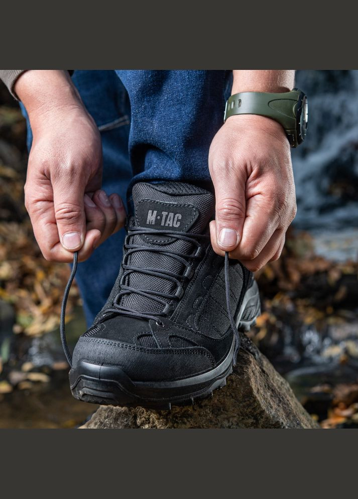 Черные демисезонные влагозащитные тактические военные кроссовки Waterproof Black M-TAC (338861613)