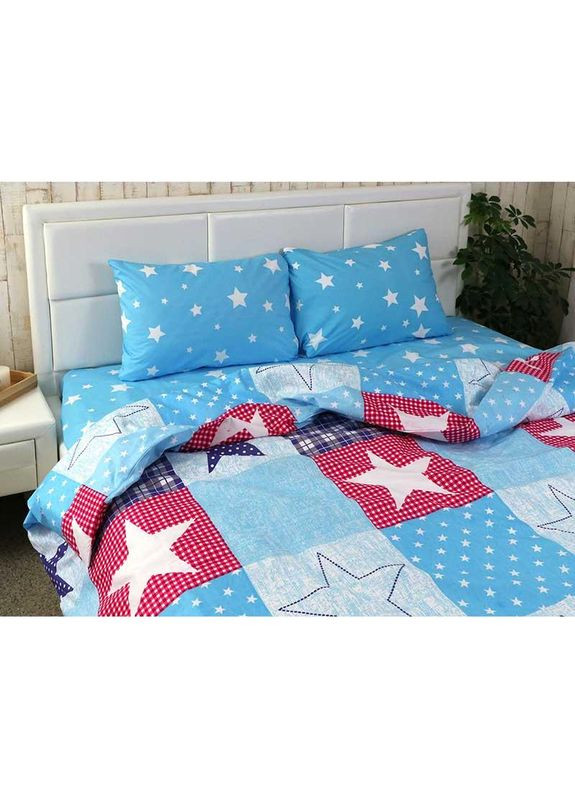 Постільна білизна мікрофайбер - Зірка Остра блакитний євро (17077) Руно (325694734)